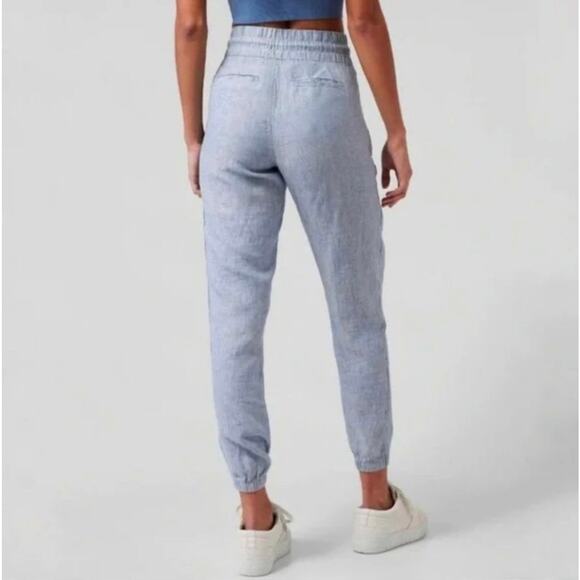 Athleta Cabo Linen Joggers in Chambray Blue Size 4 - Picture 2 of 15